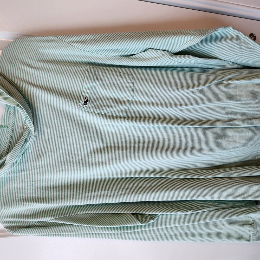 Vineyard Vines Men's Green Striped Hooded T- Shirt